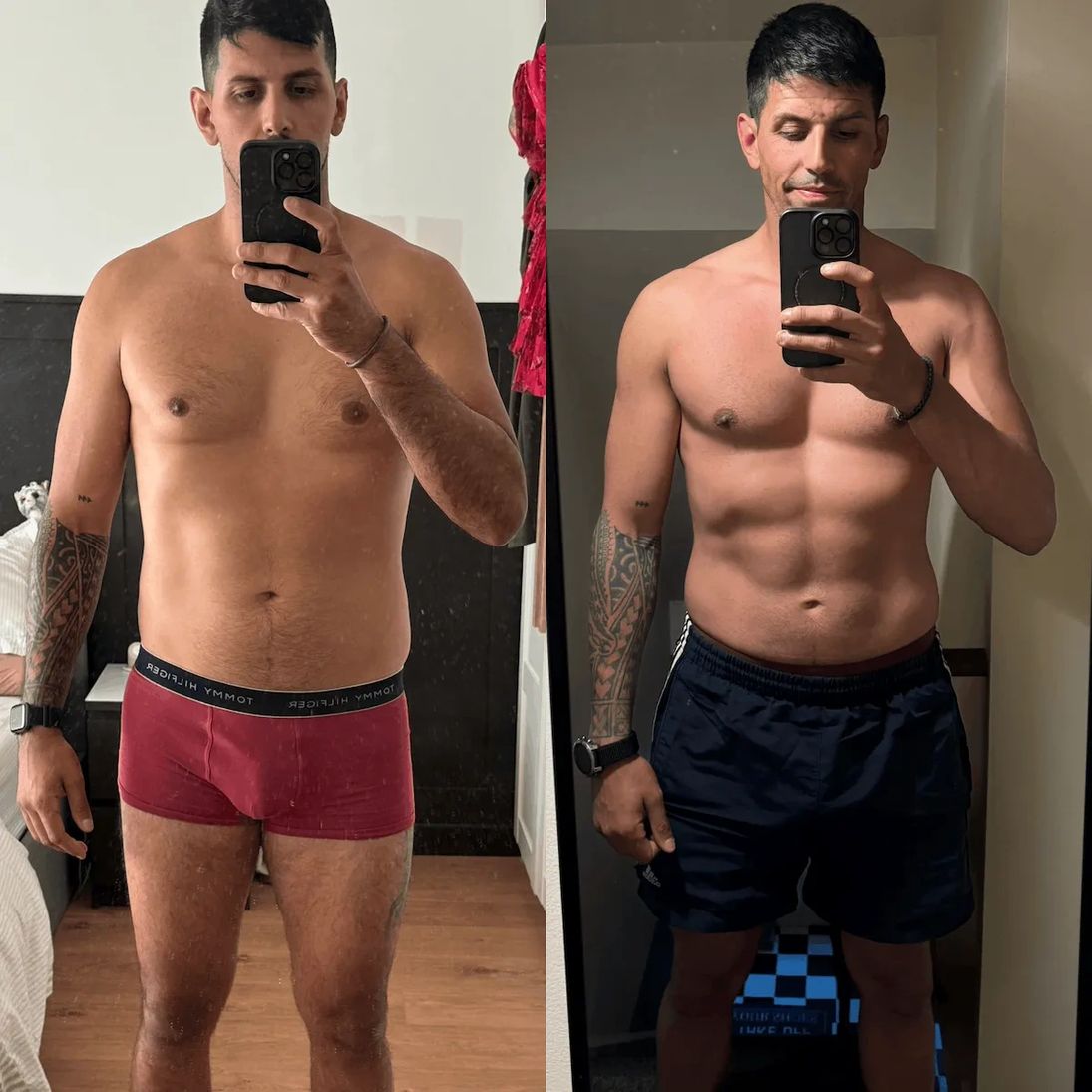 Male body recomposition showing muscle definition after Andres Fitness coaching