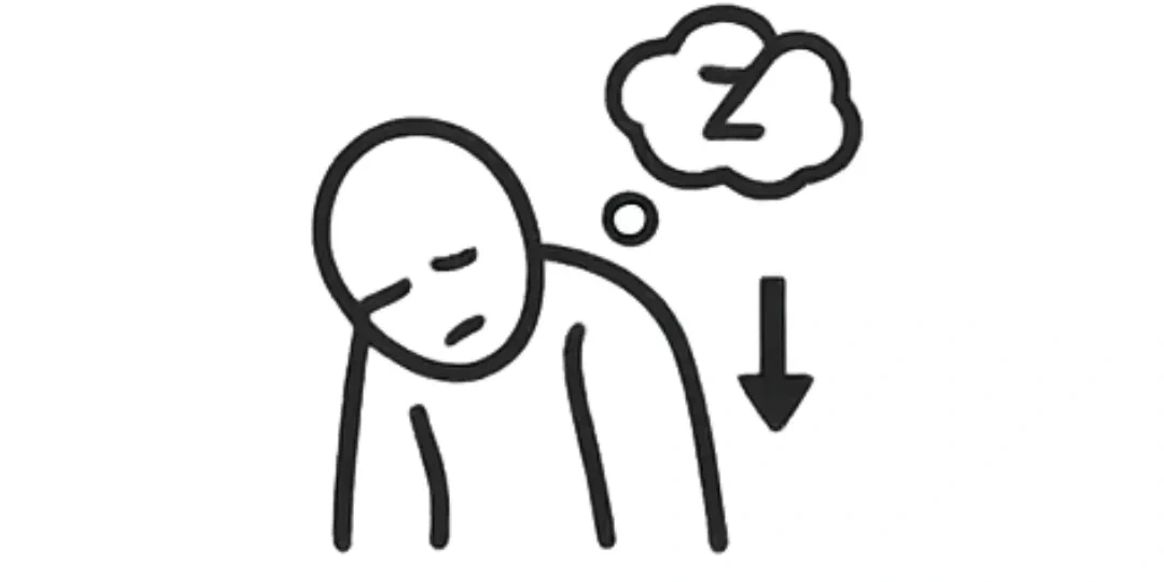 Tired slouched figure showing low energy from poor training and nutrition habits