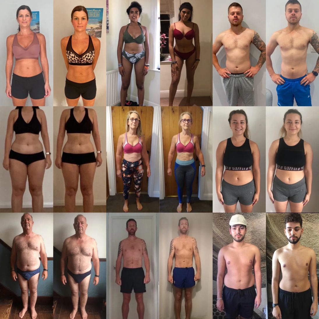 Andres Fitness client transformation collage showing multiple fat loss results