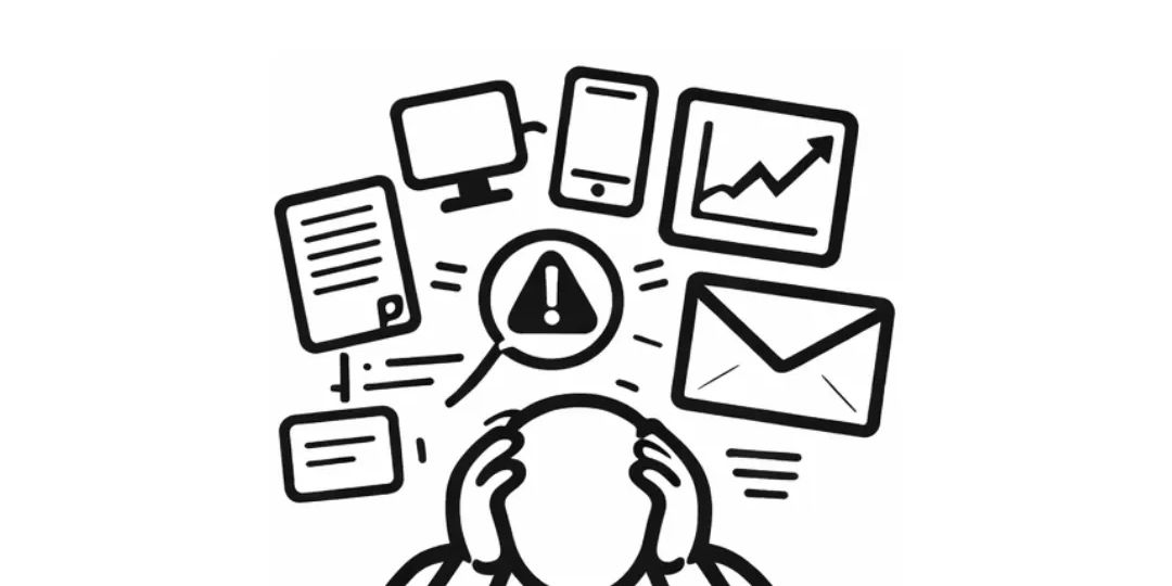 Overwhelmed person surrounded by notifications illustrating fitness information overload